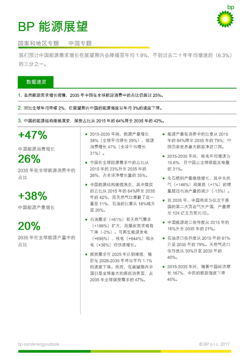 BP世界能源展望：全球能源格局正在改變