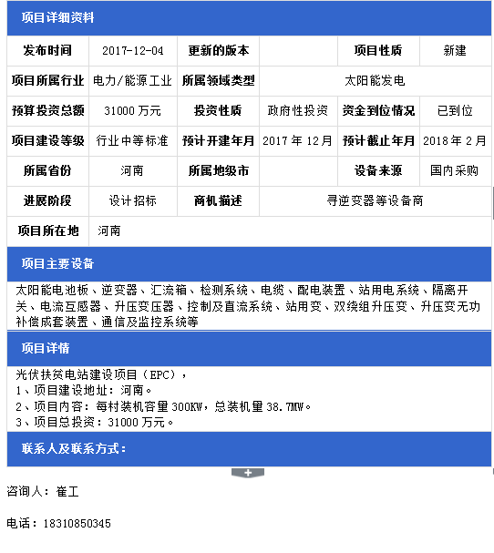 河南38.7MW光伏扶貧電站建設(shè)項目（EPC）