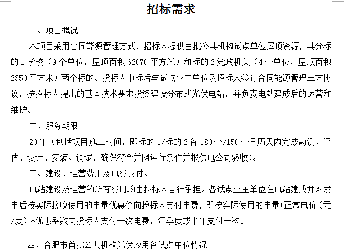 合肥市首批公共機構(gòu)光伏應(yīng)用試點項目招標(biāo)公告