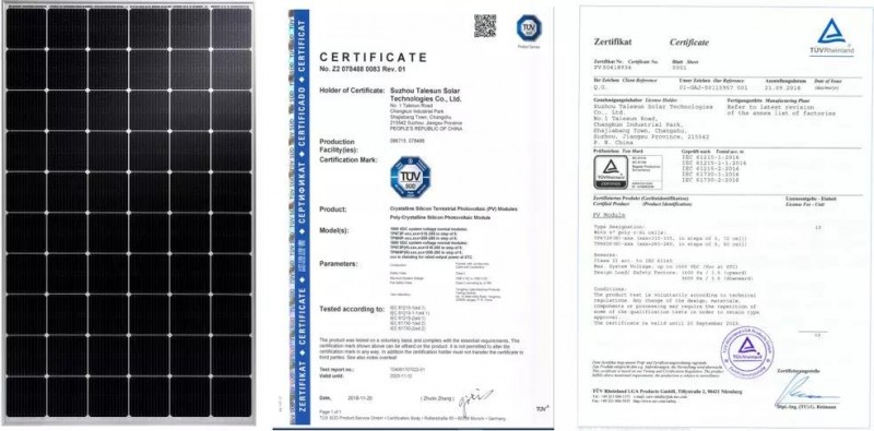 騰暉光伏新一代MBB光伏組件產(chǎn)品榮獲TÜV SUD &TÜV Rh兩大機構(gòu)IEC新標雙認證